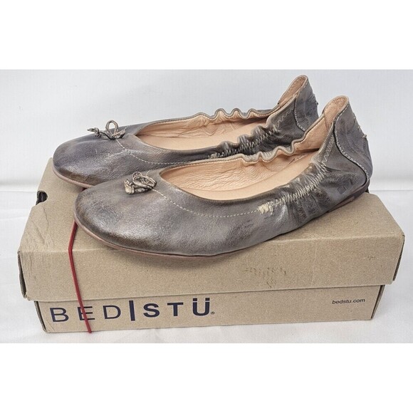Bed Stu Shoes - Bed Stu Women's Bosworth Taupe Rustic Mason Ballet Leather Flats Size 9.5 NIB